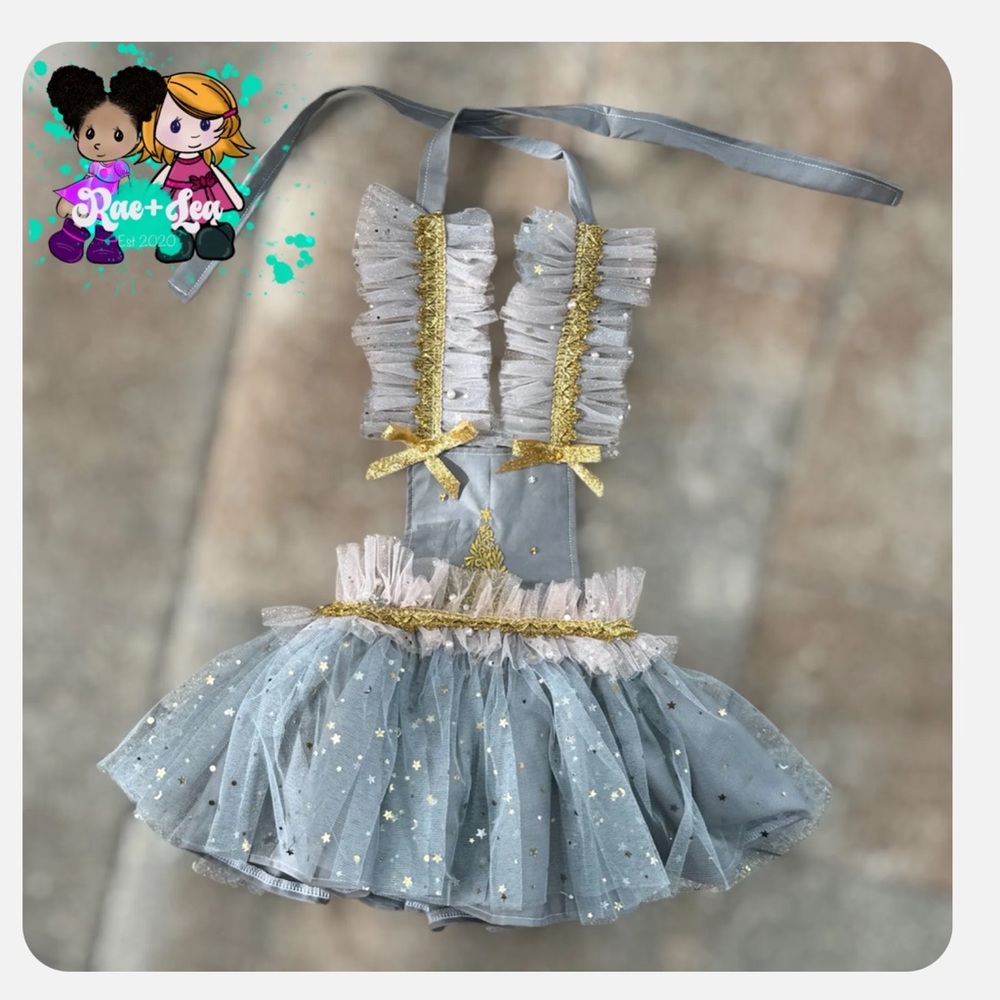 Gray and Gold Tulle Custom Made Dress